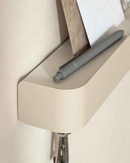 Kazai. Key Holder for Wall 'Tone' | Minimalist Key Hooks Design from Berlin | Modern Key Hanger with Metal Shelf | Key Hook Wall Mounted as Hallway Furniture | Taupe