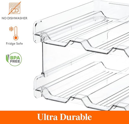 Lifewit Stackable Water Bottle Organizer for Cabinet, Plastic Bottle Holder Fits Bottles/Tumblers up to 3.8" Diameter for Pantry/Countertop, 3 Tier Holds14 Bottles 41 x 20 x 24 cm/16 x 8 x 9.5