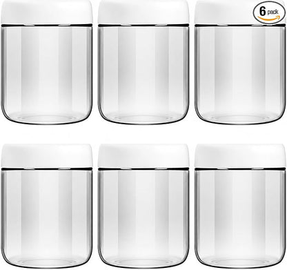 EONJOE 6-Pack 16oz Glass Jars with Lids for Food Storage Meal Prep Airtight