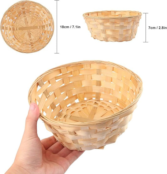 Geytetqi 15 Pack 7.1 Inch Bamboo Woven Basket, Round Bamboo Woven Fruit Baskets for Kitchen, Restaurant, and Holiday Decor