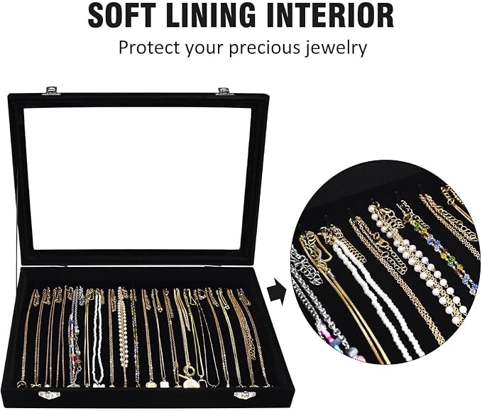Vicoter Velvet Necklace Display Jewelry Tray 20 Hook Necklace Tray Necklace Pendant Jewelry Tray for Women and Girls