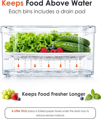 SMRCAD Refrigerator Organizers, Clear Pull-out Drawer Container and Organizer Bins with Lids, Stackable Storage Containers for Fruits, Vegetable (Set of 3 (Include Pull Out Drawer))
