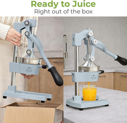 Zulay Kitchen Cast Iron Juicer - Heavy Duty Manual Juicer with Detachable Strainers for Easy Cleaning, Orange Juice Press for Citrus Fruits, Perfect for Bartenders, Juice Lovers & Health Enthusiasts