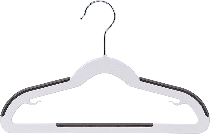 Amazon Basics Plastic Kids Clothes Hangers, Non-Slip 30-Pack, White and Black, 12.8 L x 8 W x 0.2 T inch