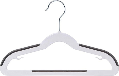 Amazon Basics Plastic Kids Clothes Hangers, Non-Slip 30-Pack, White and Black, 12.8 L x 8 W x 0.2 T inch