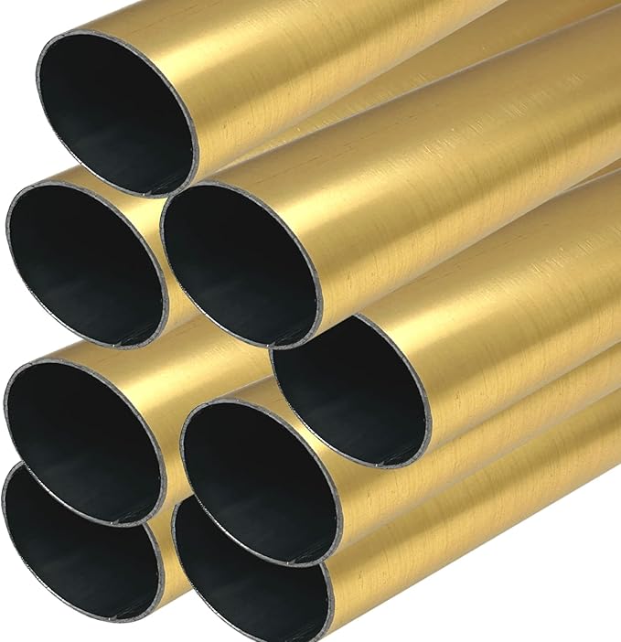48" HEAVY DUTY Round Closet Rod | 32mm Diameter | Satin Brass Clothes Pole | 8 Pack