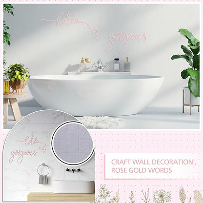 Hicarer Hello Gorgeous Metal Wall Art Decor Minimalist Decoration Metal Hello Gorgeous Decorative Sign for Living Room Office Bedroom Hotel Home Wall Decoration(Dusty Pink,Classic Style)