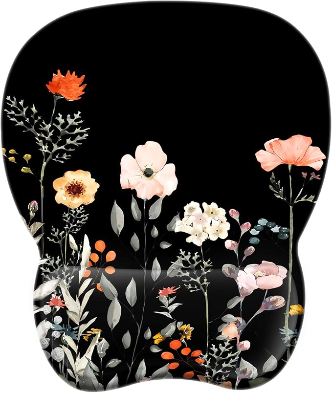 EooCoo Ergonomic Mouse Pad with Wrist Support, Mousepad with Memory Foam Wrist Rest and Non-Slip Base for Computer, Cafe, Home & Office, 9.64 x 8.26 in Office Desk Accessories for Women