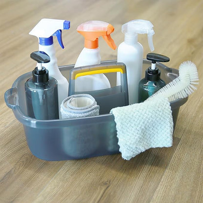 Multi-Purpose Cleaning Caddy with Handle, Shower Caddy Organizer/Storage Basket/Totes Portable for Bathroom Supplies, Cleaning Products, Under Sink Tool (Translucent Gray, 1 Pack)