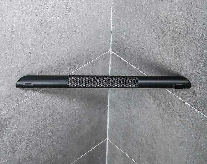 Shower Foot Rest Bar,Corner Shower Footrest for Shaving Legs,Non-Slip Knurled Brass Bar Shower Step Foot Ledge,Matte Black