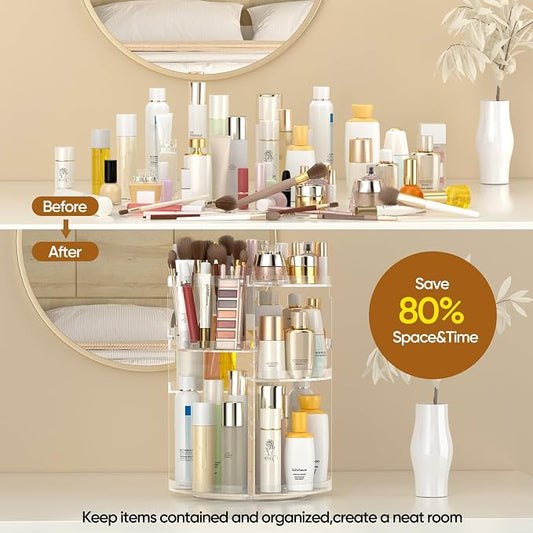 Awenia Makeup Organizer 360-Degree Rotating, Adjustable Makeup Storage, 7 Layers Large Capacity Cosmetic Storage Unit, Fits Different Types of Cosmetics and Accessories, Plus Size
