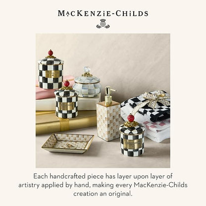 MACKENZIE-CHILDS Boutique Square Tissue-Box Cover, Tissue Holder for Home Decor, Green-and-White Emerald Check