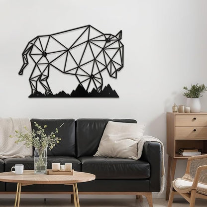 SIGNLEADER Metal Wall Art Decor Cow Wildlife Modern Abstract Wall Sculpture Hangings Home Decoration for Living Room, Bedroom, Bathroom, Kitchen, Outdoor - 18" Black