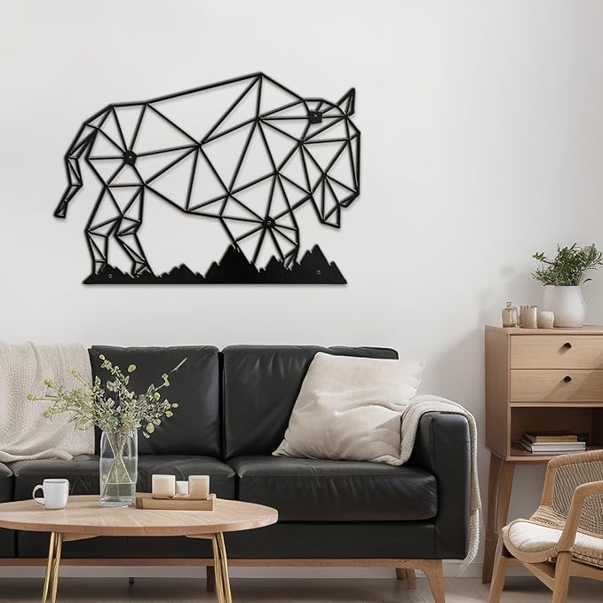 SIGNLEADER Metal Wall Art Decor Cow Wildlife Modern Abstract Wall Sculpture Hangings Home Decoration for Living Room, Bedroom, Bathroom, Kitchen, Outdoor - 24" Black