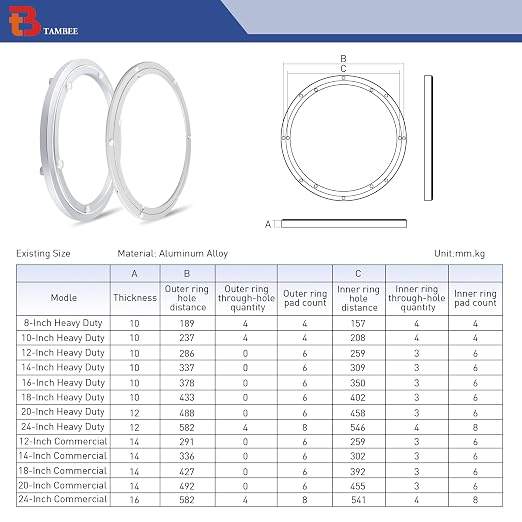 TamBee 24 Inch Lazy Susan Hardware Heavy-Duty Mute Lazy Susan Bearing 600lb Capacity Bearing Turntable Ring Mechanism Kit for Smooth Rotation, Universal Hardware for DIY Projects, Table (Base Only)