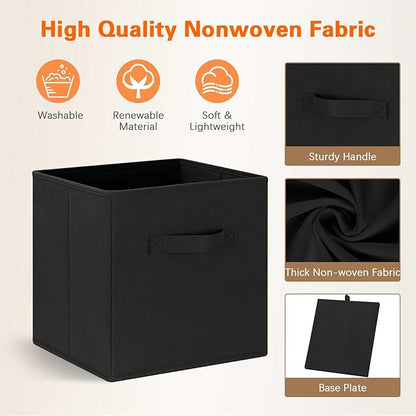 GhvyenntteS Storage Cubes, 11 Inch Cube Storage Bins with Dual Handles, Collapsible Fabric Storage Bins for Shelves, Storage Baskets for Organizing Clothes, Bedding, Toys, Books (6 Pack, Black)