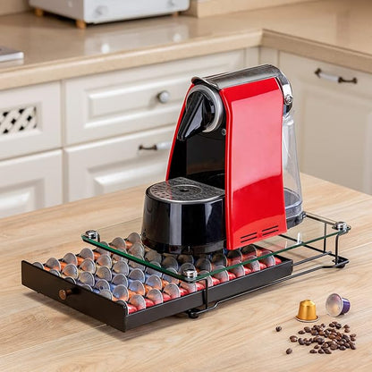 Nespresso Originaline Capsule Holder Drawer for Coffee Pod Storage With Glass For Cabinet Originaline Pod Rack For Counter(Class-60 Pods)