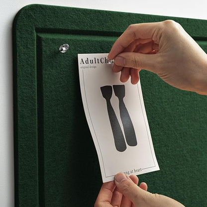 Large Bulletin Board - 48 x 36 Inches, Decorative Felt Pin Board for Wall - 4' x 3' Foldable Photo Display Board with Self-Adhesive Tape, Includes 20 Push Pins - Dark Green
