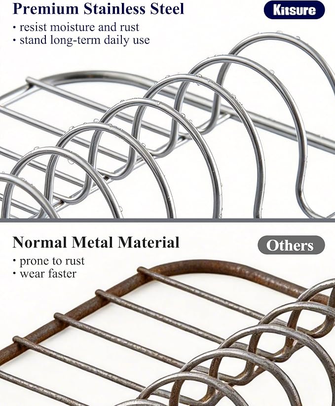 Kitsure Dish Drying Rack - Expandable Stainless Steel Dish Racks for Kitchen Counter, Auto-Drain Drying Rack for Kitchen with Cutlery Holder & Non-Slip Feet, 16.1-26.6" L x 12.6" W, Black