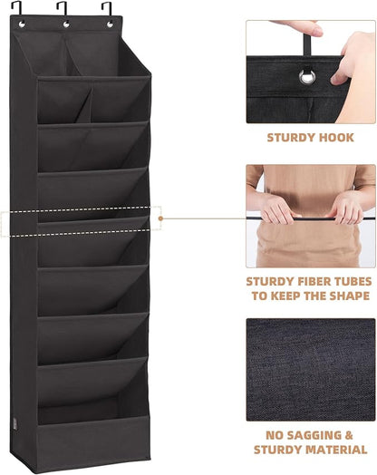 STORAGE MANIAC Over the Door Shoe Organizer Heavy-Duty Large Deep Pocket Hanging Shoe Organizer Shoe Rack Door Closet Shoe Organizer for Wall, Dorm & Narrow Door Storage Shoe Holder Black, 2 Pack