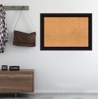 Amanti Art Natural Cork Board for Wall, 30x42 Vision Board with Brown Wood Frame, Large Corkboard Office Decor for Home Organization, Rustic Farmhouse Corkboard Pinboard to display items for home