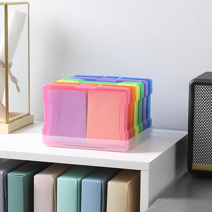 novelinks 6 Pack 4”x6” Photo Storage Boxes – Multi-Colored Plastic Organizer Cases with Lids – Picture Storage Containers for Photos, Crafts, Cards & Scrapbooking (Color 1Pack)