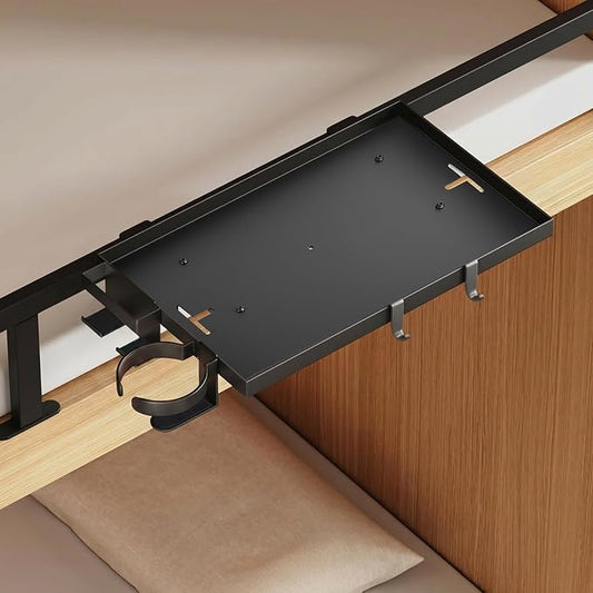 Foldable Bedside Shelf, Metal Clip On Bunk Bed Shelf for Top Bunk Heavy Duty Bed Side Table Tray for University Dorm Essentials, Loft Nightstand Organizer Tray with Removable Cup and Phone Holder