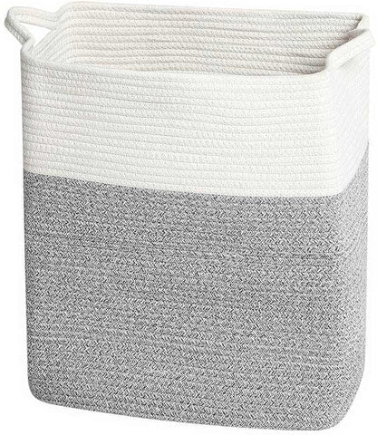 Tall Laundry Basket With Handles,Woven Cotton Rope Big Laundry Hamper Sorters,Versatile Storage for Dirty Clothes,Baby Toys,and Blankets in Bathroom, Nursery,and Living Room (Silver Gray, 68L)