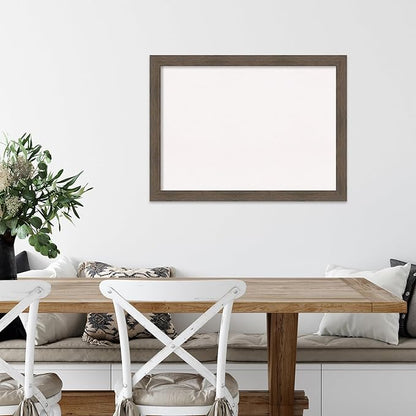 Amanti Art White Cork Board for Wall, 23x31 Vision Board with Brown Wood Frame, Medium Corkboard Office Decor for Home Organization, Rustic Farmhouse Corkboard Pinboard to display items for home