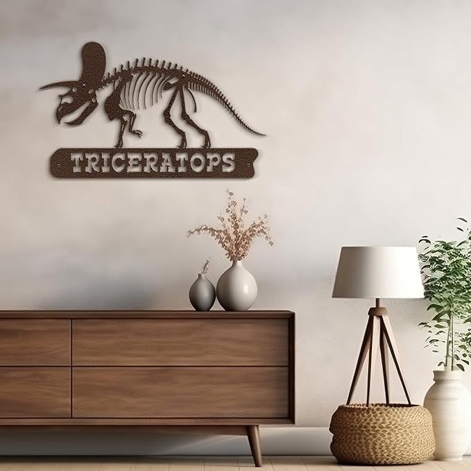 SIGNLEADER Metal Wall Art Decor Triceratops Minimalist Modern Abstract Wall Sculpture Hangings Home Decoration for Living Room, Bedroom, Bathroom, Kitchen - 24" Bronze