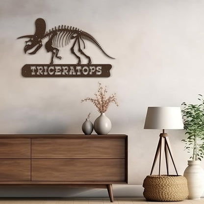 SIGNLEADER Metal Wall Art Decor Triceratops Minimalist Modern Abstract Wall Sculpture Hangings Home Decoration for Living Room, Bedroom, Bathroom, Kitchen - 24" Bronze