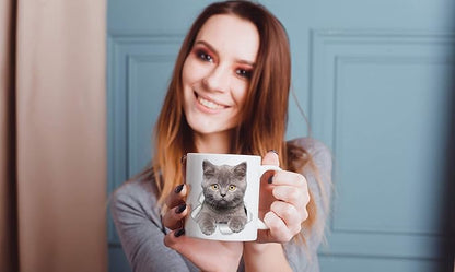 Winston & Bear British Shorthair Cat Mug - Grey Kitten Ceramic Coffee Mug - Perfect British Shorthair Cat Gifts - Funny British Shorthair Kitty Cat Coffee Mug for Cat Lovers (15oz)