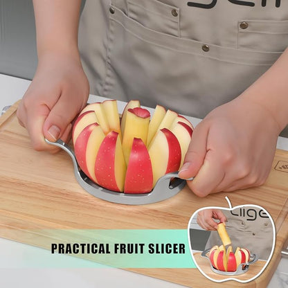 LIIGEMI Apple Core Slicer - Easily Cut Smooth Apple Slices with 12-Stainless Steel Blades, Time-Saving Apple Slicer and Corer with Mirrored Handle