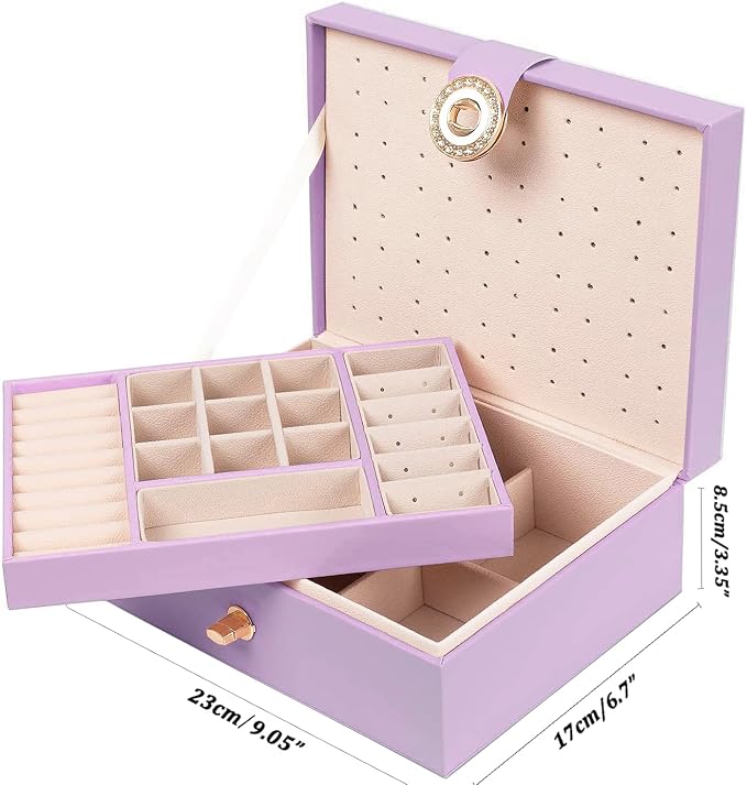 QBestry Girls Jewelry Box Earring Holder Organizer for Girls, Purple