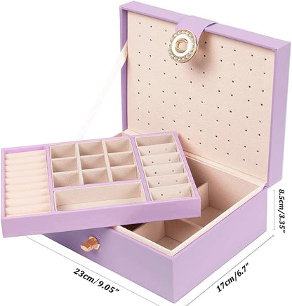 QBestry Girls Jewelry Box Earring Holder Organizer for Girls, Purple