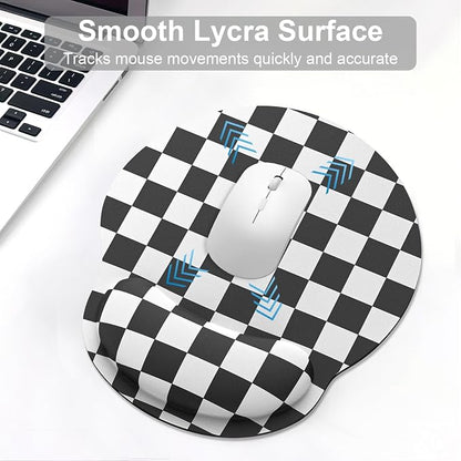 Ergonomic Mouse Pad with Wrist Rest and Keyboard Wrist Rest, Mousepad and Keyboard Pad, Non-Slip Rubber Base, Pain Relief, Mouse Pad with Wrist Support for Gaming, Computer, Office, Black Checkered