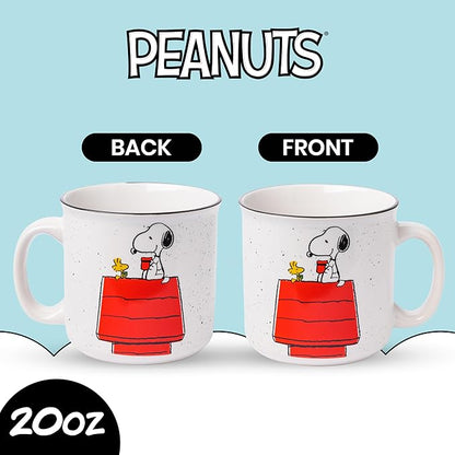 Silver Buffalo Peanuts Snoopy and Woodstock Get Cozy Ceramic Camper Mug, 20 Ounces