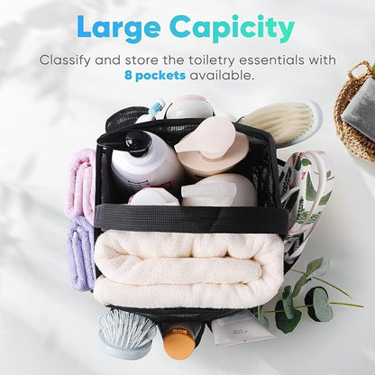 EUDELE Mesh Shower Caddy Portable for College Dorm Room Essentials, Shower Caddy Dorm with 8-Pocket Large Capacity for Beach, Swimming, Gym, Travel essentials
