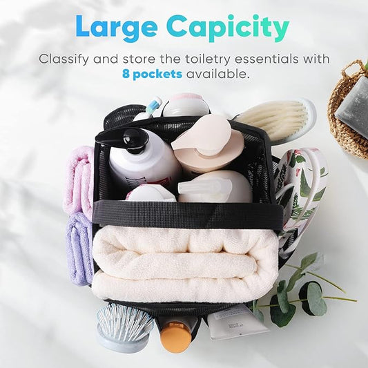 EUDELE Mesh Shower Caddy Portable for College Dorm Room Essentials, Shower Caddy Dorm with 8-Pocket Large Capacity for Beach, Swimming, Gym, Travel essentials
