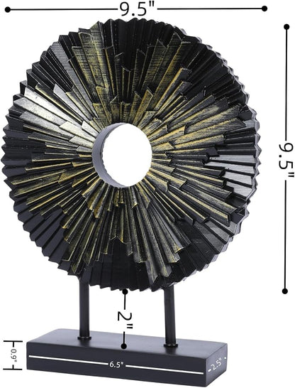 HODESumPure Gold Luxury Round Decorative Sculpture Statue Above Cabinet Home Decorations for Living Room Kitchen Fireplace Mantel Office Bookshelf Table Top Home Decor Accents (Black Gold)