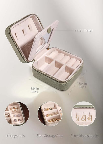 S.Leaf Travel Jewelry Organizer Boxes for Women Small Portable Necklace Earrings Bracelet Rings Travel Case Best Friend Birthday Gifts for Women Trendy (Butterfly_Fadegreen_Gray)