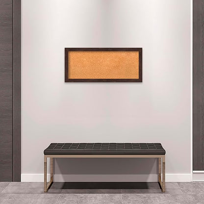 Amanti Art Natural Cork Board for Wall, 15x33 Vision Board with Brown Wood Frame, Medium Corkboard Office Decor for Home Organization, Rustic Farmhouse Corkboard Pinboard to display items for home