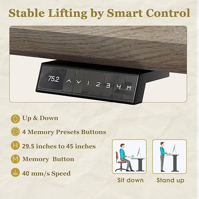 SAINTCY 78.74In L Shaped Executive Standing Desk with Drawers, Large Modern Adjustable Heigh Home Office Desk w/Universal Charging Ports, Business Workstation, Black and Warm Oak