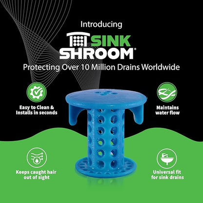SinkShroom The Revolutionary Sink Drain Protector Hair Catcher/Strainer/Snare, Blue