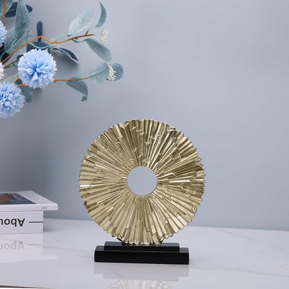 DOVDOV Gold Home Decor Sculpture, Unique Round line Statue, Modern Home Decor, Decorative Panel Statue Gold Decoration for Living Room TV Stand, Office, Bedroom, Dining Table Centerpiece.