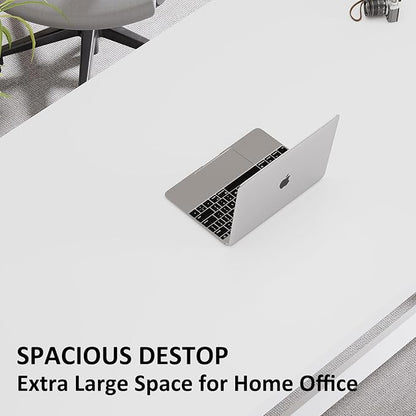 IBF Modern White Computer Desk, Industrial Long Home Office Desk for Student, Large Metal Wood Writing Study Work Desks, Farmhouse Executive Gaming Computer Table for Bedroom Living Room, White, 60 In