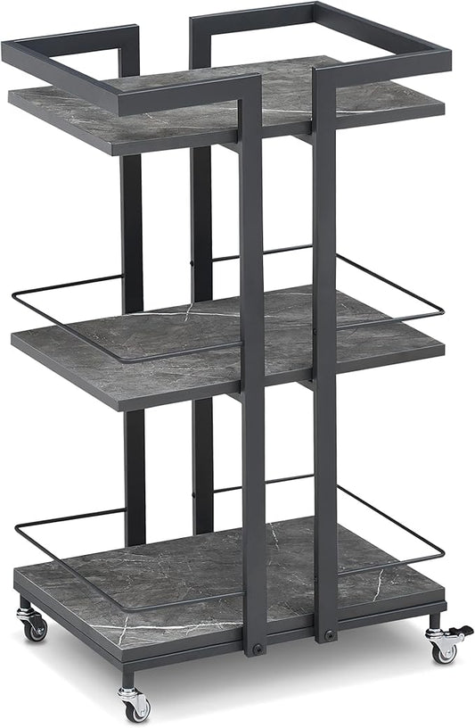BarberPub Utility Manicure Trolley Metal Storage Rolling Barber Cart with Wheels Multi-Purpose Rack Heavy-Duty Trolley 2033 (Grey)