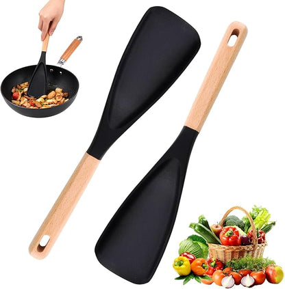 Cedar and Ash Spoon,Cedar and Ash Spoonula,Multifunction Spatula Cooking Spoon, Matte Kitchen Silicone Utensil for Cooking Serving (Black 2pcs)