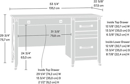 Sauder Carson Forge Vintage Rustic Computer Desk for Home Office with Drawers, in Washington Cherry