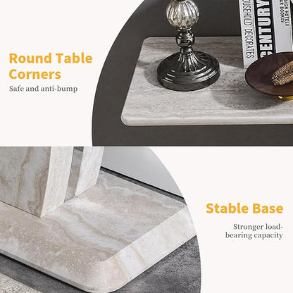55" Console Table for Entryway, Narrow Sofa Entrance Table with Faux Mars Marble Pattern, Modern Sofa Tables with U-Shaped Base for Living Room, Hallway, Foyer, Home Office, Beige Light